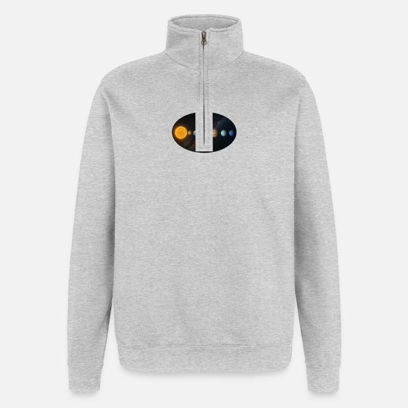 Sonne - Sonnensystem - Planeten - Quarter-Zip-Sweatshirt - Grau meliert