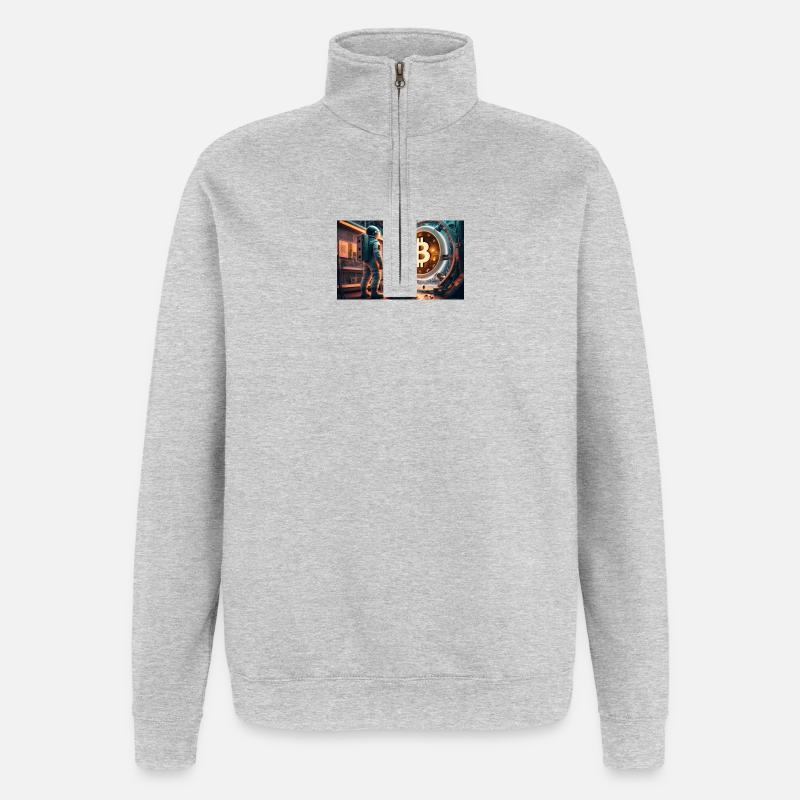 Bitcoin Astronaut Währung - Quarter-Zip-Sweatshirt - Grau meliert