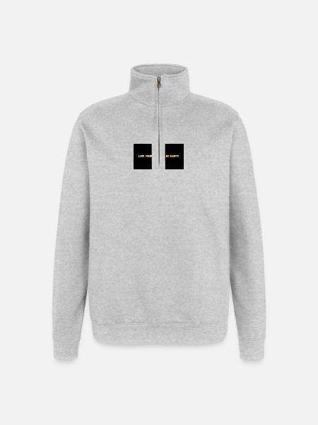 Lebe dein Leben – Glücklich sein - Quarter-Zip-Sweatshirt - Grau meliert