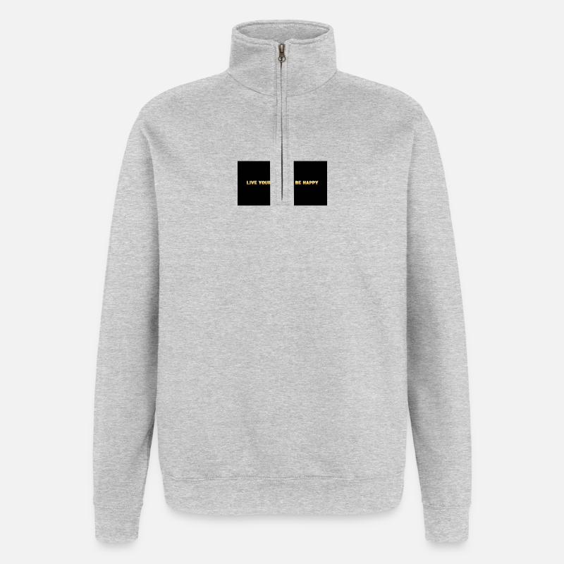 Lebe dein Leben – Glücklich sein - Quarter-Zip-Sweatshirt - Grau meliert