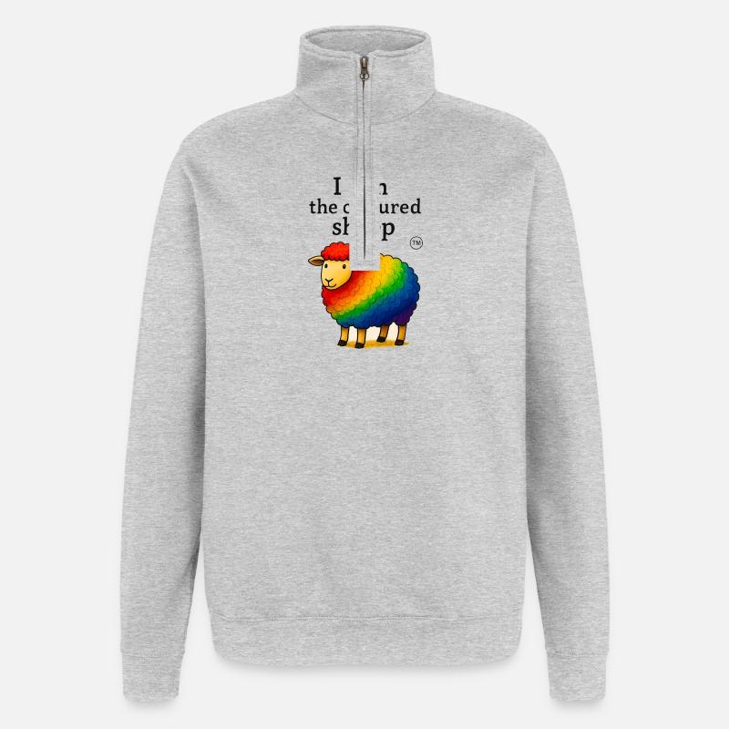 Regenbogenschaf des bunten Stolzes - Quarter-Zip-Sweatshirt - Grau meliert