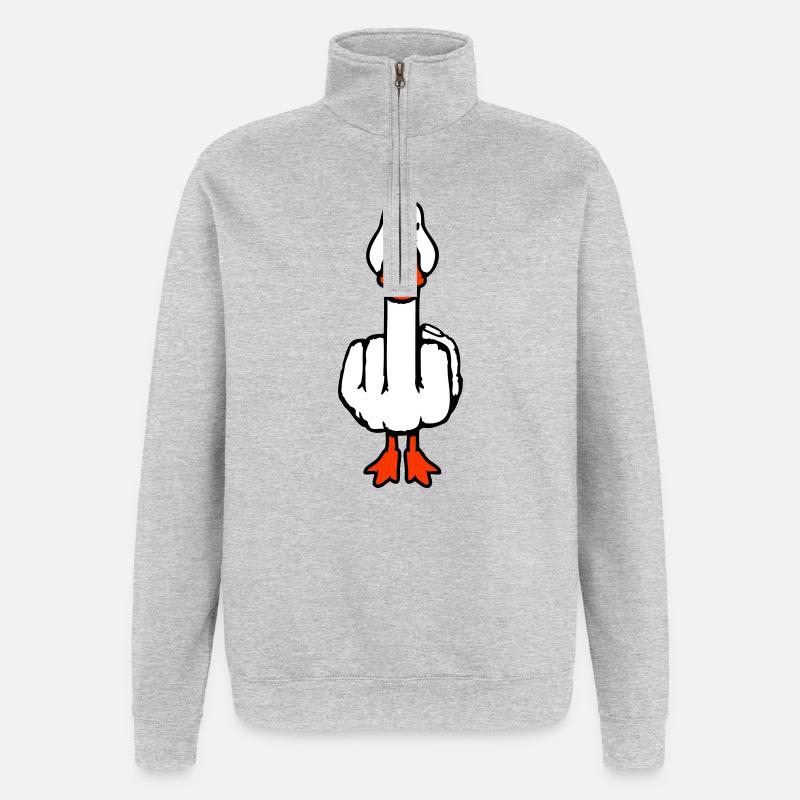 Gans Mittelfinger Rebell Sarkastisch Beleidigung - Quarter-Zip-Sweatshirt - Grau meliert