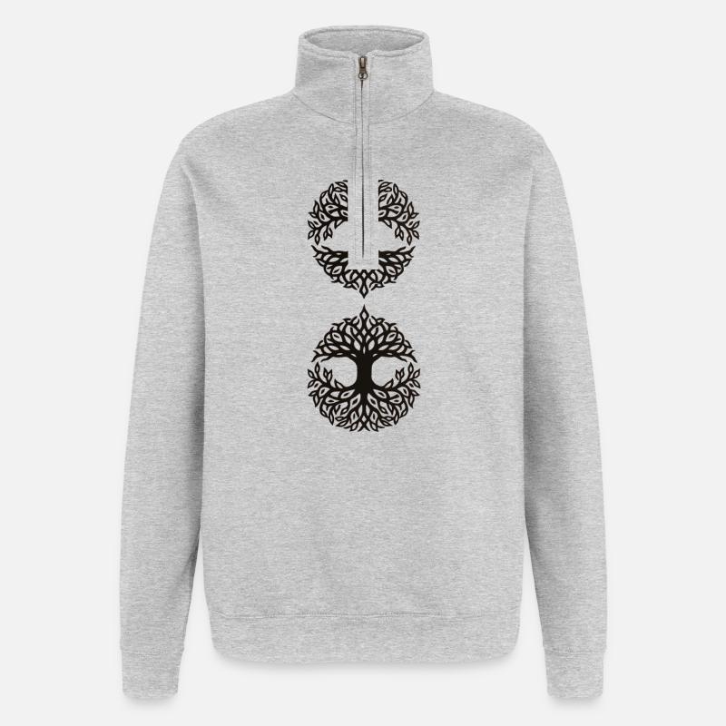  Lebensbaum-Infinity - Ornament Lebensbaum - Quarter-Zip-Sweatshirt - Grau meliert