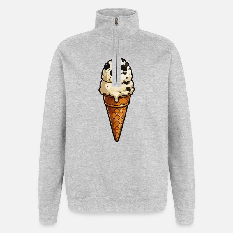 Keks-Eis Cartoon-Icon - Quarter-Zip Sweatshirt - heather grey
