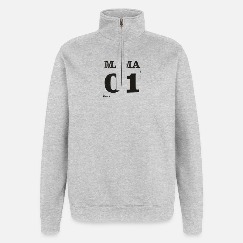 Mama 01 Partnerlook Partnershirt - Quarter-Zip-Sweatshirt - Grau meliert