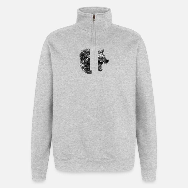 Cyberhyaena Machine - Sweat à zip 1/4 - gris chiné