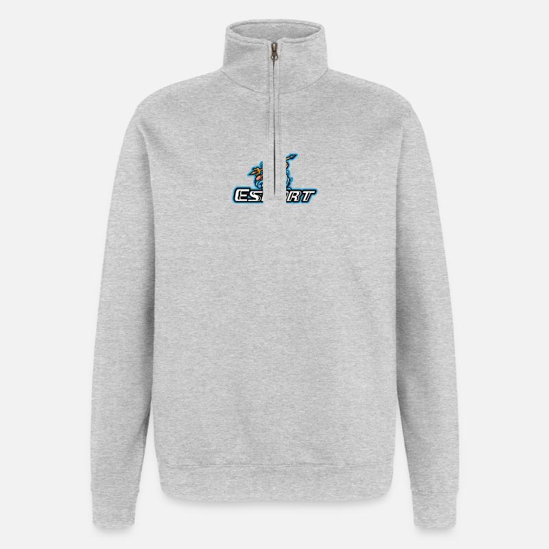 E-Sport-Helden Poseidon und Dreizack - Quarter-Zip-Sweatshirt - Grau meliert