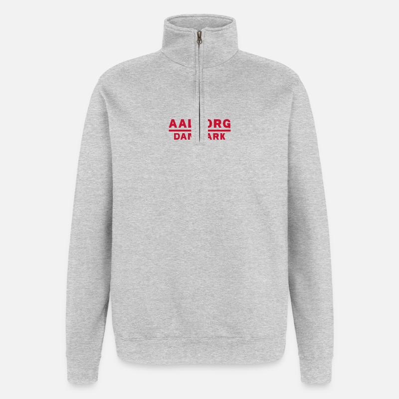 Aalborg Dänemark Rotes Textdesign - Quarter-Zip-Sweatshirt - Grau meliert