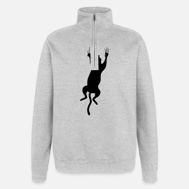 cat scratch - Quarter-Zip Sweatshirt - heather grey