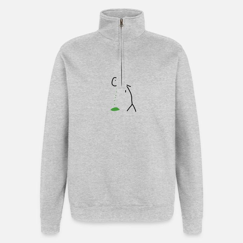 Chiffre de bâton - Sweat à zip 1/4 - gris chiné
