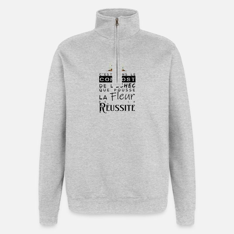 La fleur de la réussite - Sweat à zip 1/4 - gris chiné