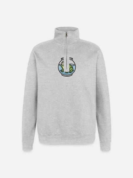 Frog in a Bowl - Quarter-Zip Sweatshirt - heather grey