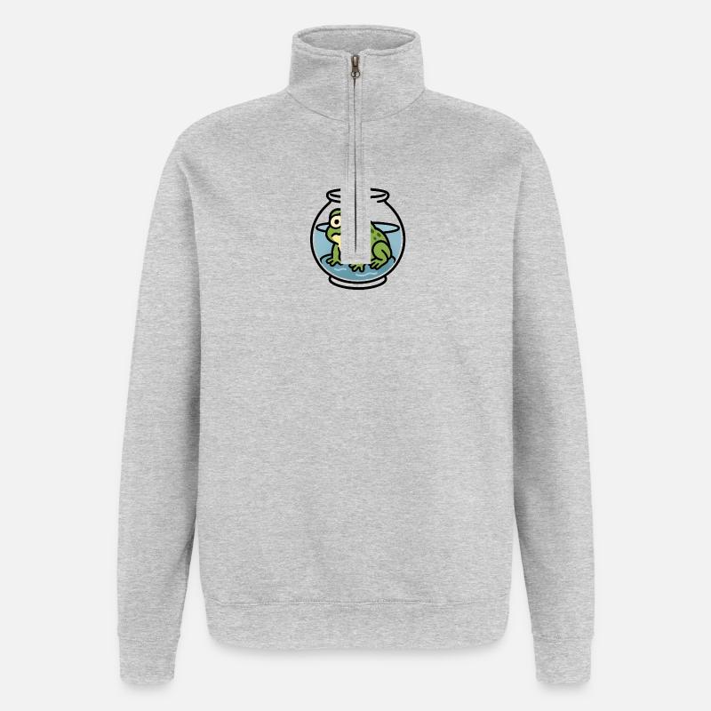 Frosch in der Schüssel - Quarter-Zip-Sweatshirt - Grau meliert