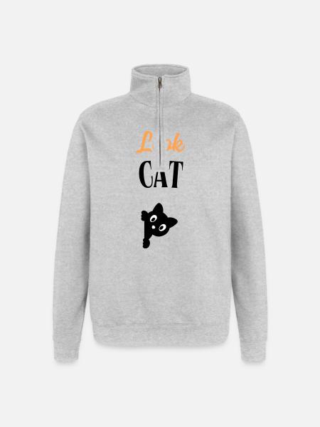 Look Cat - Sweat à zip 1/4 - gris chiné