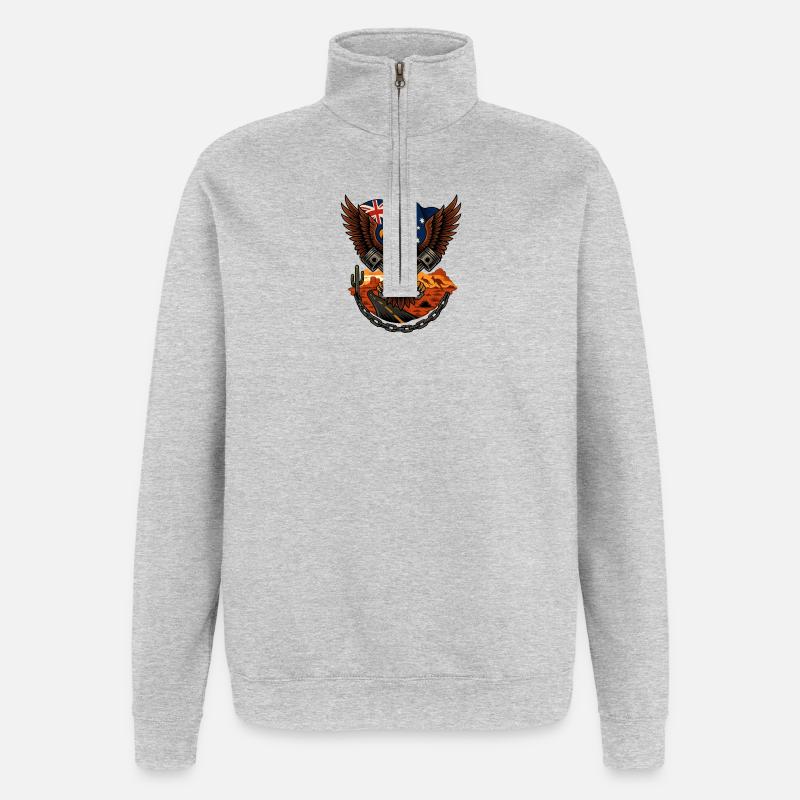 Australian Eagle Motorized - Quarter-Zip Sweatshirt - heather grey