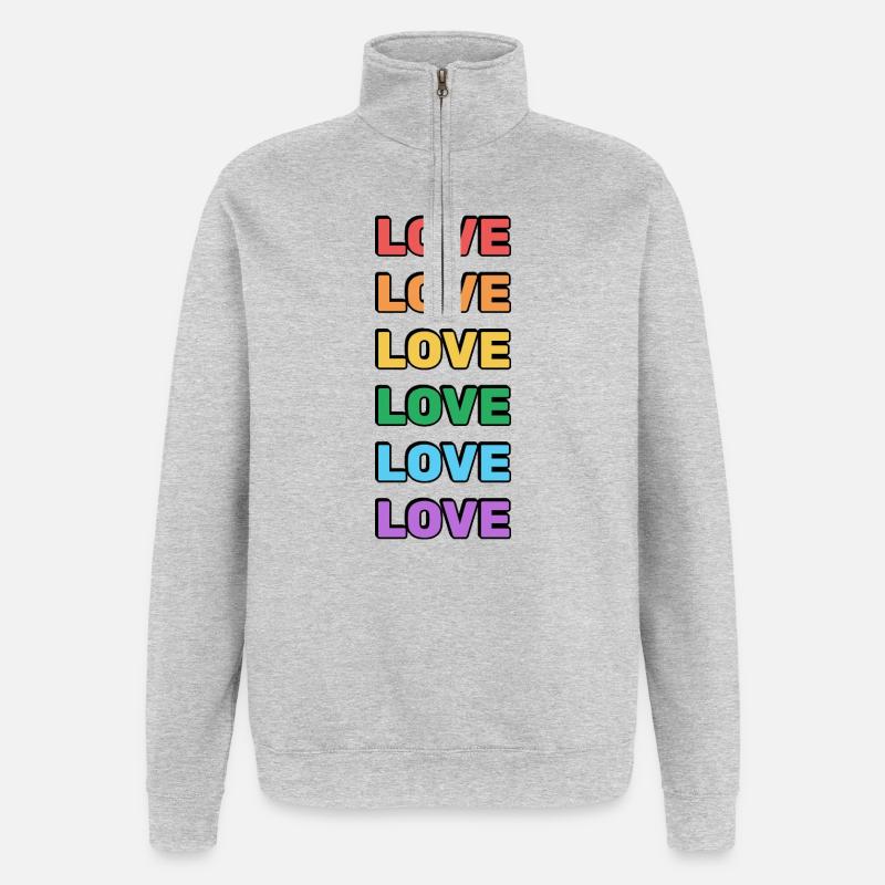 Regenbogen Liebe Wort Muster - Quarter-Zip-Sweatshirt - Grau meliert
