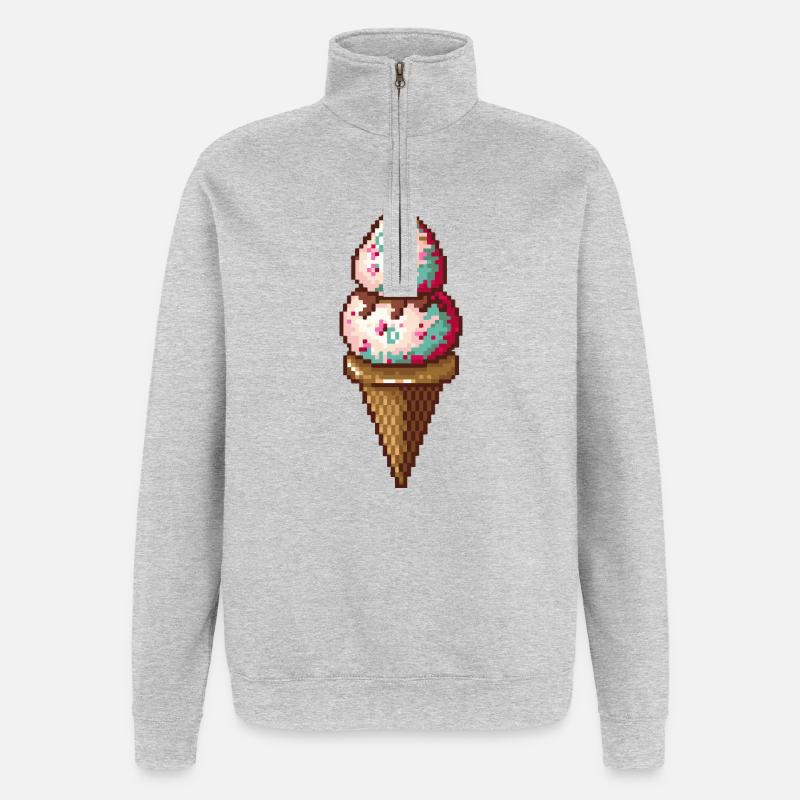 Pixel Eiscreme in Pixelkunst - Quarter-Zip Sweatshirt - heather grey