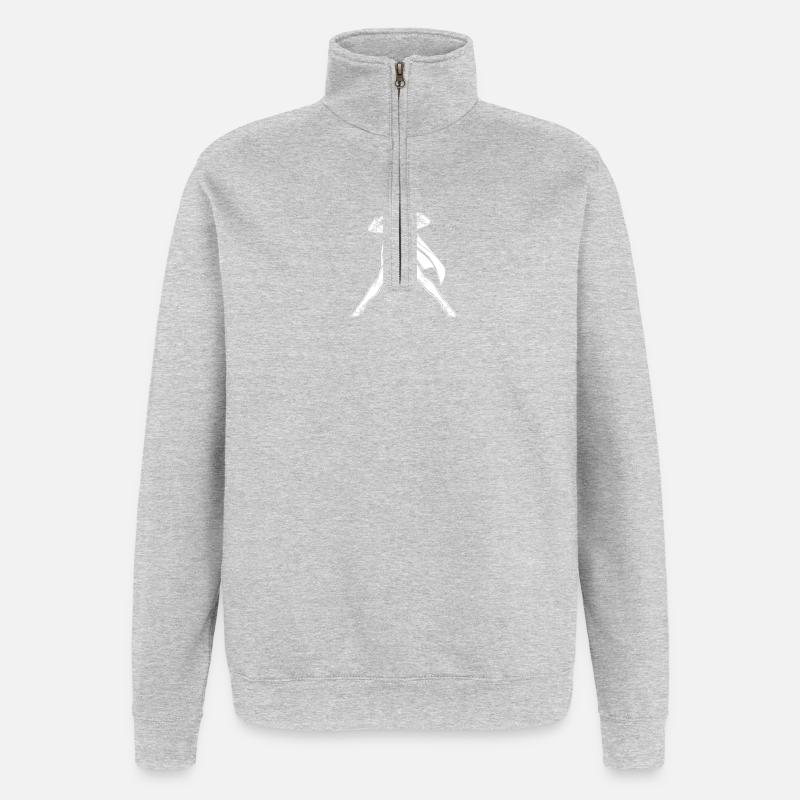 Futuristic Superhero Illustration - Quarter-Zip Sweatshirt - heather grey