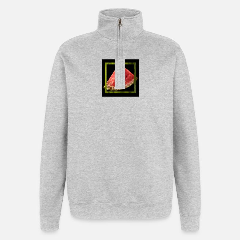 Pastèque abstraite - Sweat à zip 1/4 - gris chiné