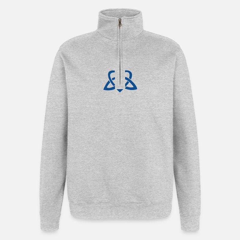 Blue Celtic Knot Heart - Quarter-Zip Sweatshirt - heather grey