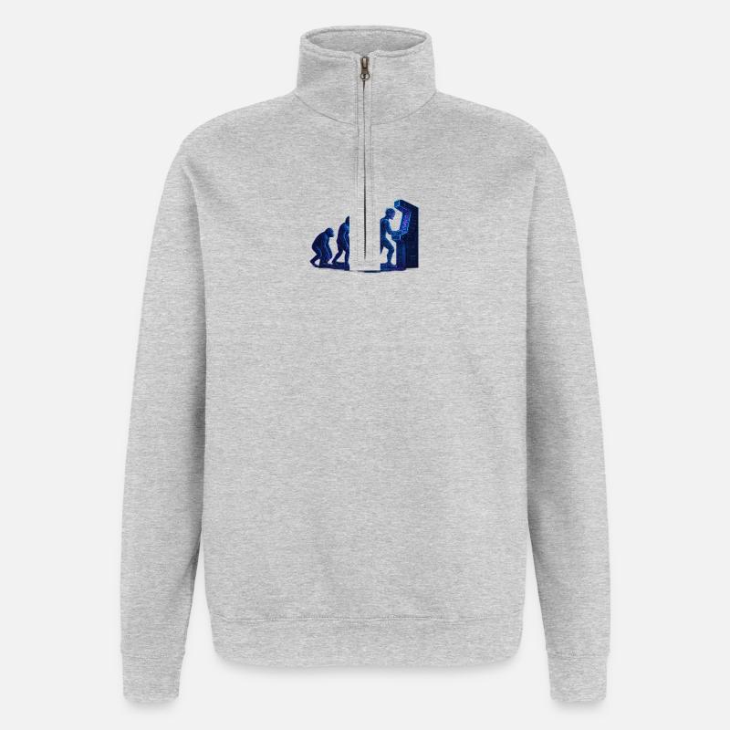 Arcade Menschliche Evolution - Quarter-Zip-Sweatshirt - Grau meliert
