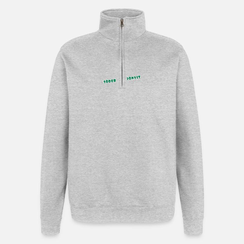 Le sud est vert-blanc - Sweat à zip 1/4 - gris chiné