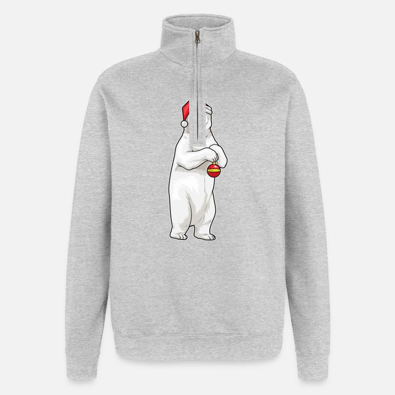 Eisbär Weihnachten Weihnachtskugel - Quarter-Zip-Sweatshirt - Grau meliert