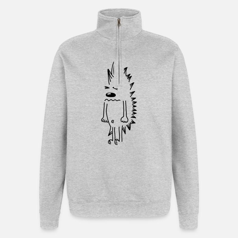 Grumpy Hedgehog – Kawaii Stinger Comic - Quarter-Zip Sweatshirt - heather grey
