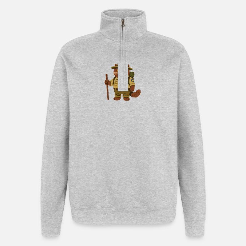 Le Chat d’Aventure : BKH Scout - Sweat à zip 1/4 - gris chiné