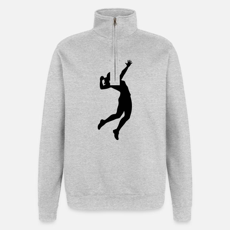 Silhouette du joueur de volley-ball - Sweat à zip 1/4 - gris chiné