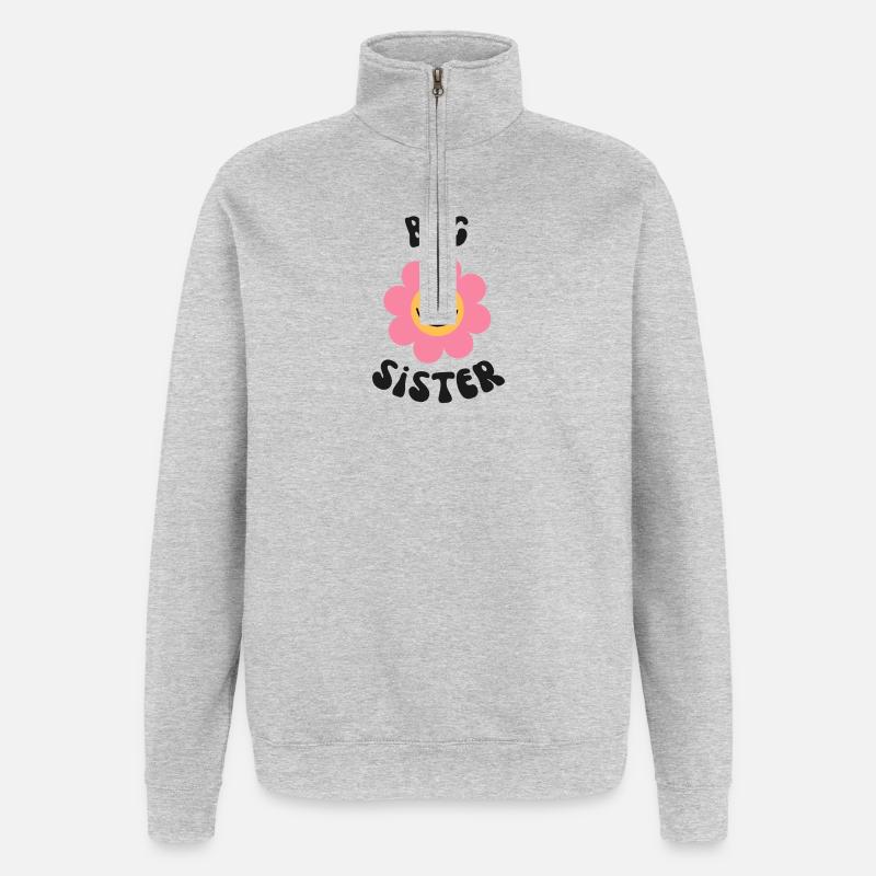 große Schwester - Quarter-Zip-Sweatshirt - Grau meliert