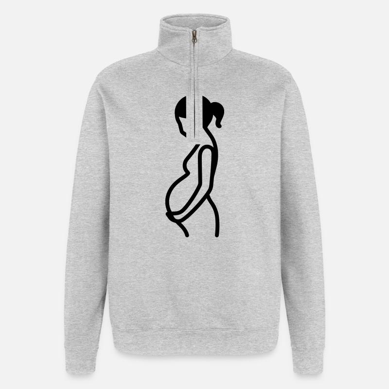 schwanger - Quarter-Zip-Sweatshirt - Grau meliert