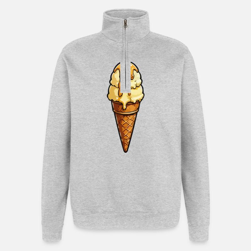 Karamelldrip EisKegel - Quarter-Zip Sweatshirt - heather grey