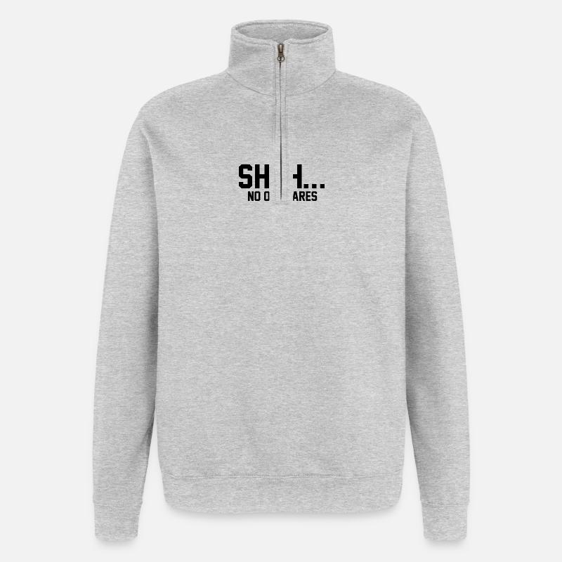 CHUT... Personne ne s’en soucie - Sweat à zip 1/4 - gris chiné