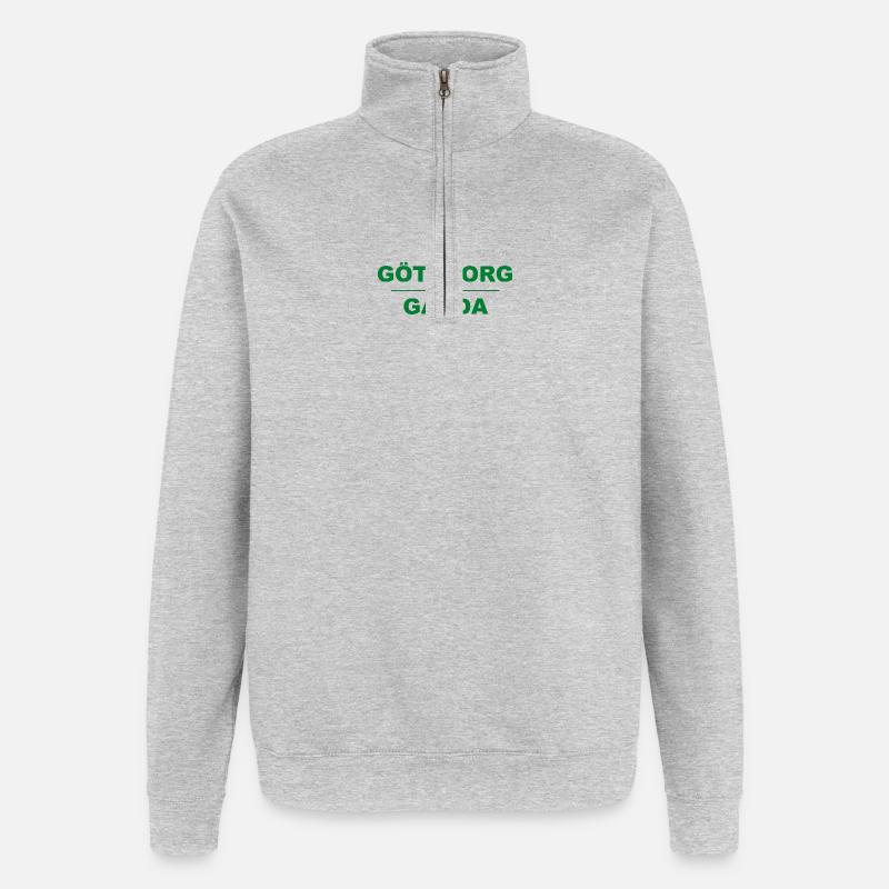 Göteborg Gårda – Design vert-noir - Sweat à zip 1/4 - gris chiné