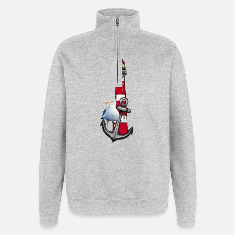 Leuchtturm Strandvogel Grafik Anker - Quarter-Zip-Sweatshirt - Grau meliert