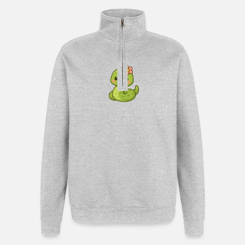 Mignon serpent dame avec fleur - Sweat à zip 1/4 - gris chiné