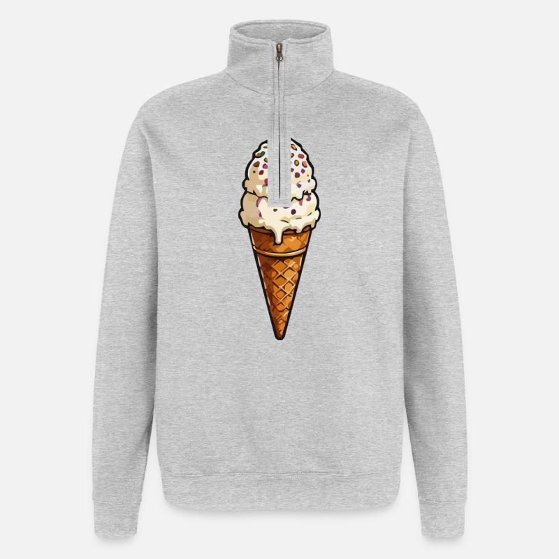 Double glace avec des vermicelles - Sweat à zip 1/4 - gris chiné