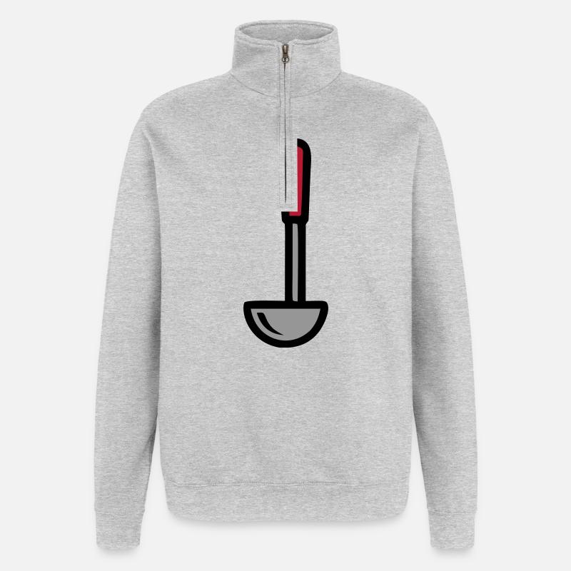 Schöpfkelle Suppe Kochen Restaurant Küchenchef - Quarter-Zip-Sweatshirt - Grau meliert