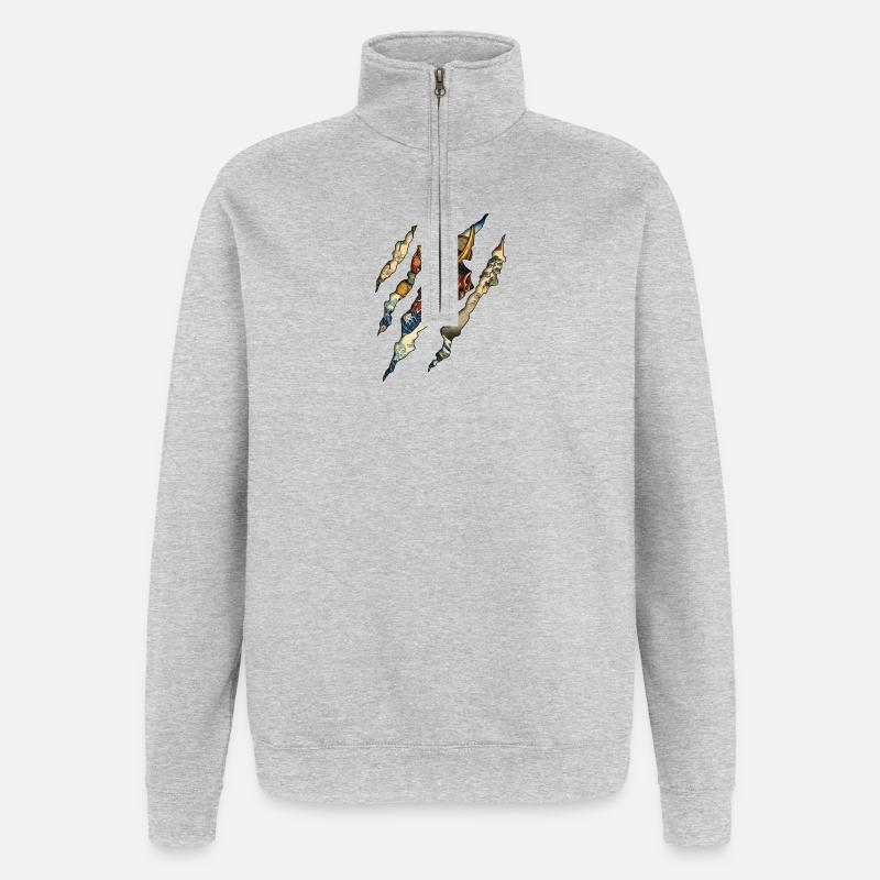Samurai Claw - Quarter-Zip Sweatshirt - heather grey