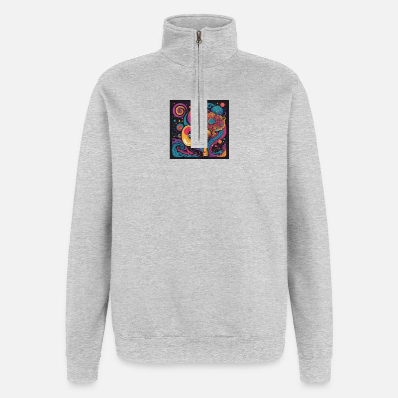Psychedelic Exploration with Space Speaker - Quarter-Zip Sweatshirt - heather grey