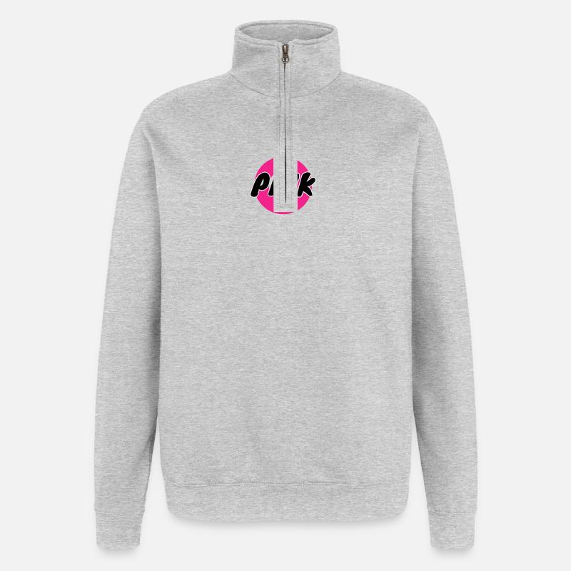 PINK logo in a circle - Quarter-Zip Sweatshirt - heather grey