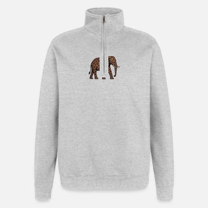 Leopard Elephant Pattern - Quarter-Zip Sweatshirt - heather grey
