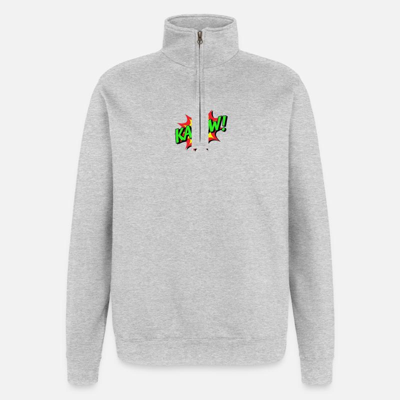 KAPOW Explosion de la bande dessinée - Sweat à zip 1/4 - gris chiné