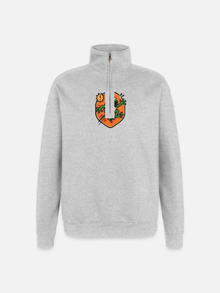 Panic Frog badge - Quarter-Zip Sweatshirt - heather grey