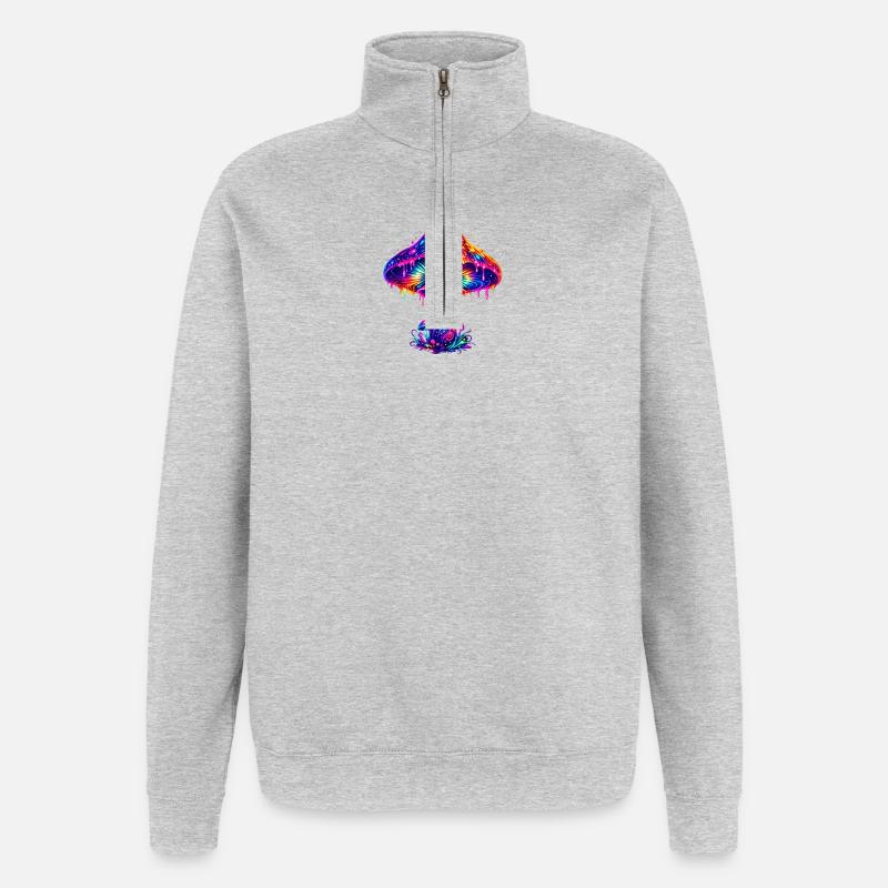Psychedelic Rainbow Mushroom - Quarter-Zip Sweatshirt - heather grey