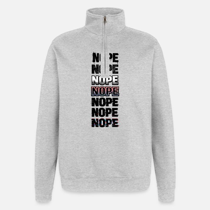 Nein, Neon-Glitch-Textstack - Quarter-Zip-Sweatshirt - Grau meliert