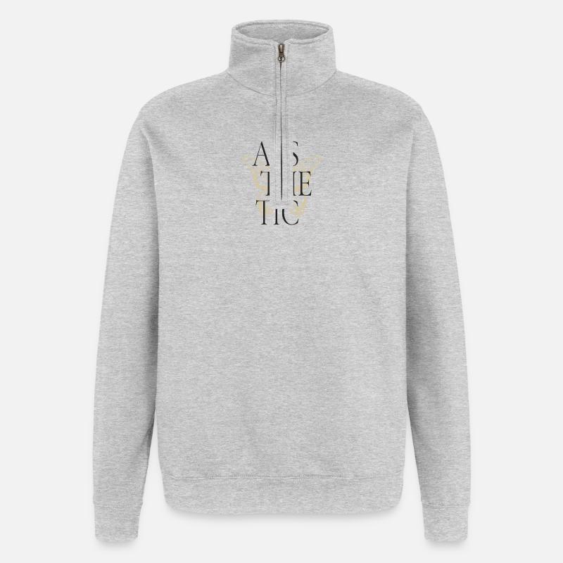 Typographie Esthétique Papillon Tee - Sweat à zip 1/4 - gris chiné