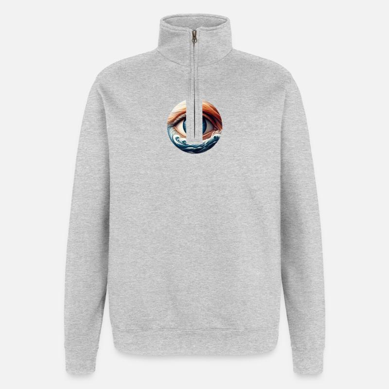 Das Gezeiten-Auge - Quarter-Zip-Sweatshirt - Grau meliert