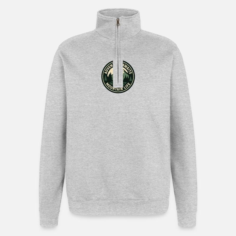 Abenteuer Warte Bergleben - Quarter-Zip-Sweatshirt - Grau meliert